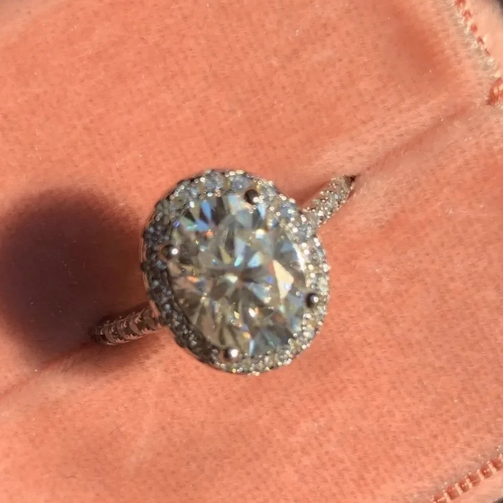 3.4ct tw oval VVS1 oval engagement ring moissanite